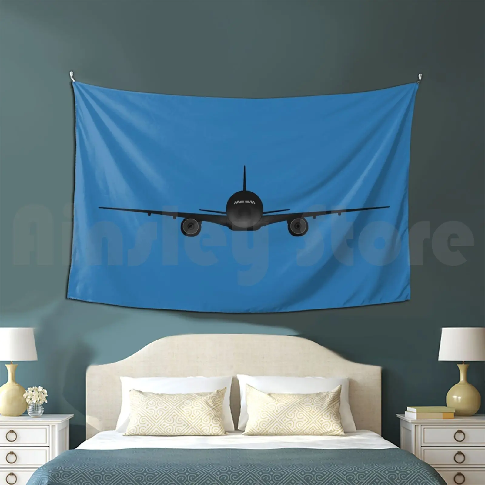 Boeing 777-Heavy Commercial Passenger Jet Tapestry Living Room Bedroom Boeing 777 777 Boeing 777x Jet Jumbo Jet Jetliner