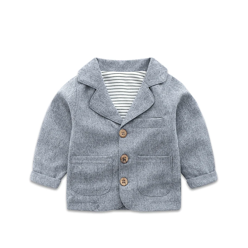 

Baby Grey Suit Coat Spring and Autumn Little Boys Clothes Jacket Long Sleeve Fashion Outerwear For Newborn Babies Aged 0-3Y P176