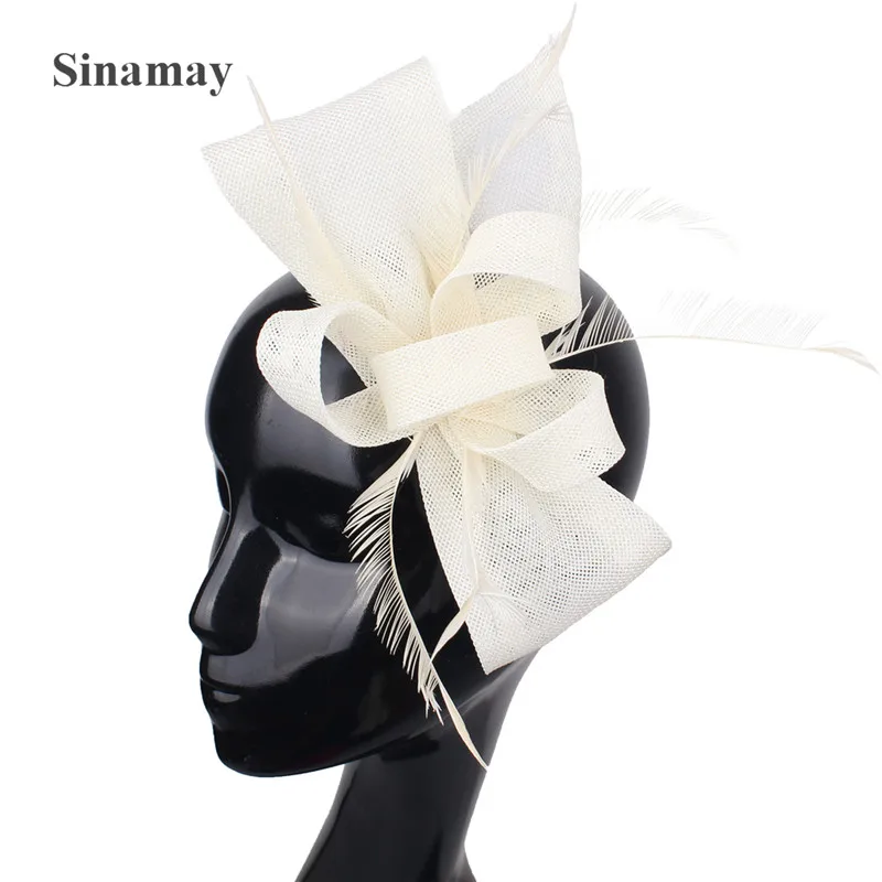 Frauen Gold Feder Blumen Hut Haar Clip Fascinator Schöne Kopfbedeckungen Stirnband Für Cocktail Party Hochzeit Kirche Haar Zubehör – Detail 4