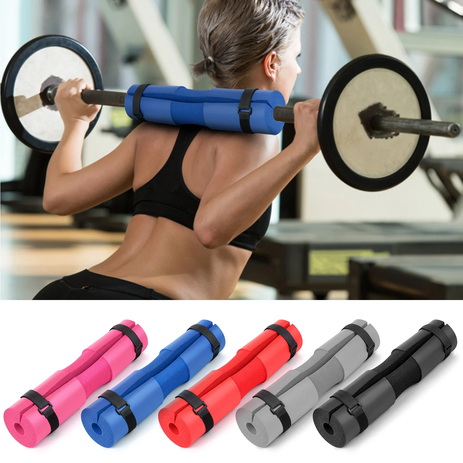 Fitness Weightlifting Squat Foam Neck Guard Barbell Sleeve Sports Dumbbell Bar Shoulder Back Protective Pad with Strap for Gym