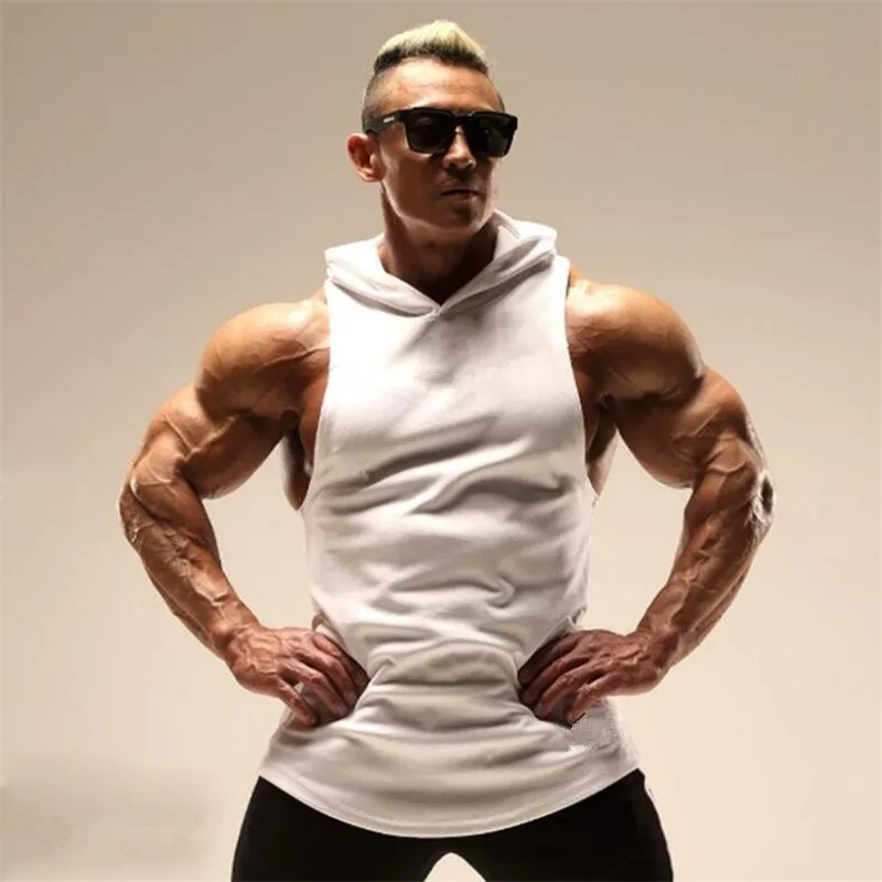 Men'S Hooded vest 2020 Summer Fashion Hooded vest-sleeveless Sleeved Tees Male Hooded vest Slim Male Tops Sweatshirt