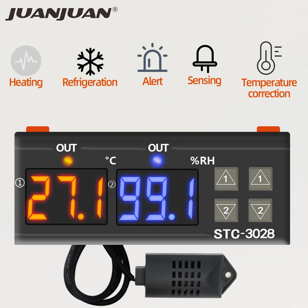 STC-3028 Digital Temperature Humidity Controller Thermostat Thermoregulator Hygrometer Adjustable Cooler Heater