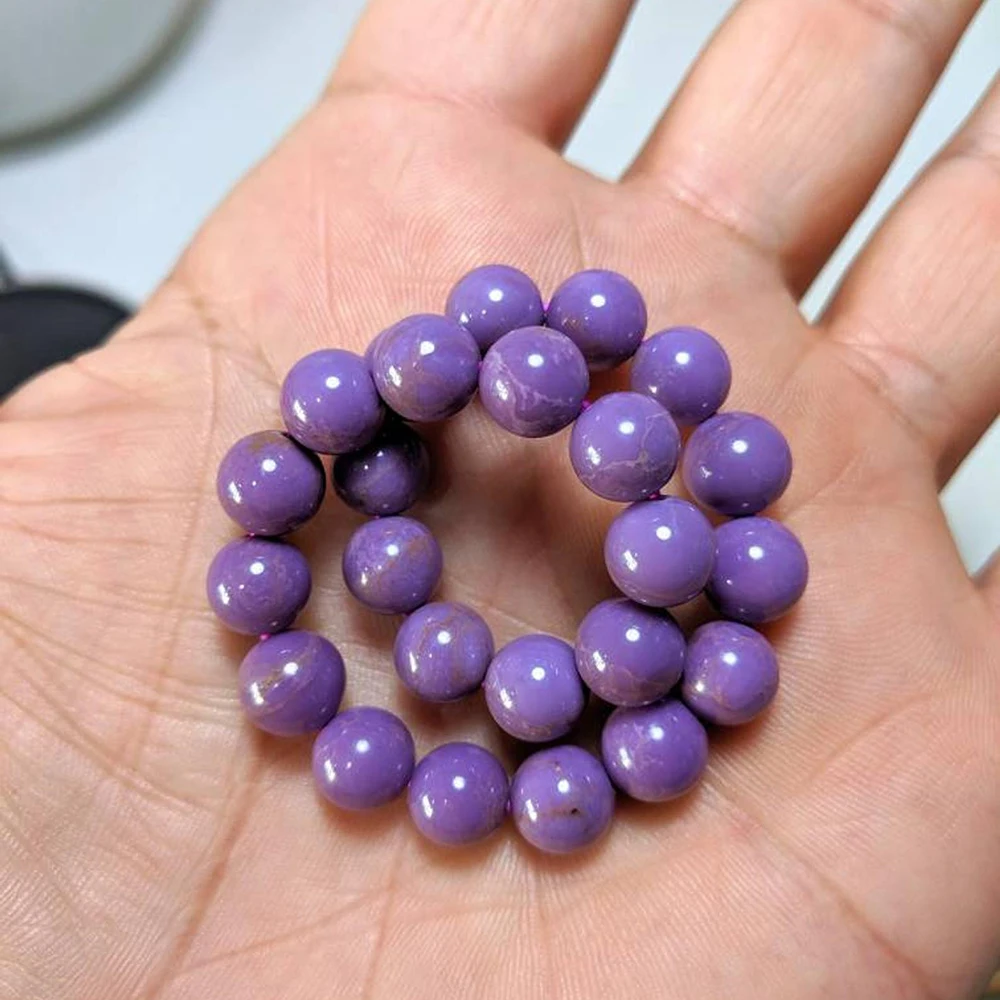 Ruberthen Purple Phosphosiderite Bead Bracelet for Men 8 MM Natural Lepidolite Beaded Energy Bracelet