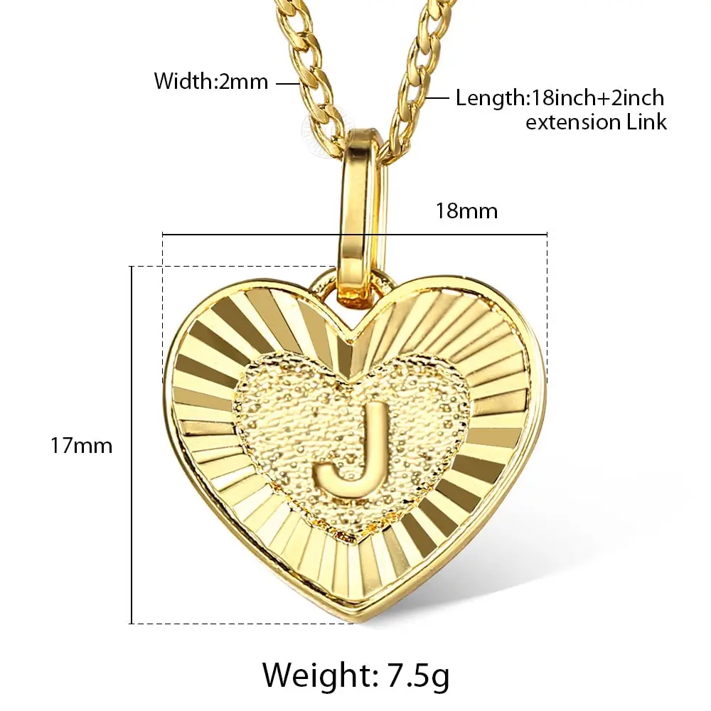 Initial A-Z Letters Necklace Gold Color Heart Shaped Love Charm Alphabet Pendant for Women Girls Unique Name Jewelry Gifts GP419