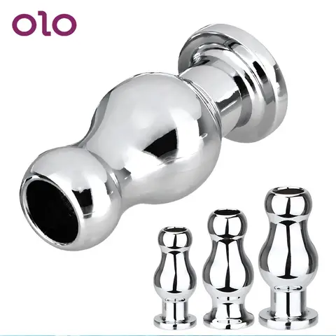 OLO Douche Enema syringe Butt Plug Metal Hollow Anal Plug Anal Dilator G-spot Stimulator Sex Toy For Woman Men Gay Anal Sex Toys