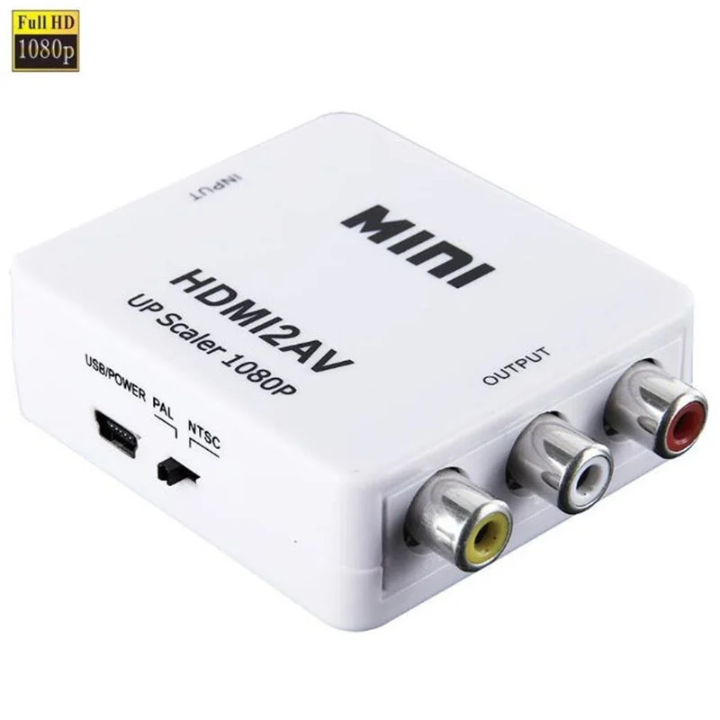 

Mini HD Video Converter HDMI-compatible to RCA AV/CVSB L/R Video 1080P Support NTSC PAL Output HDMI2AV Adapter HD2AV