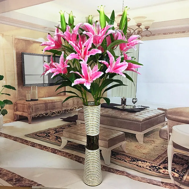 Simulation flower dry flower bouquet indoor living room false flower ornament floor plastic Lily single piece