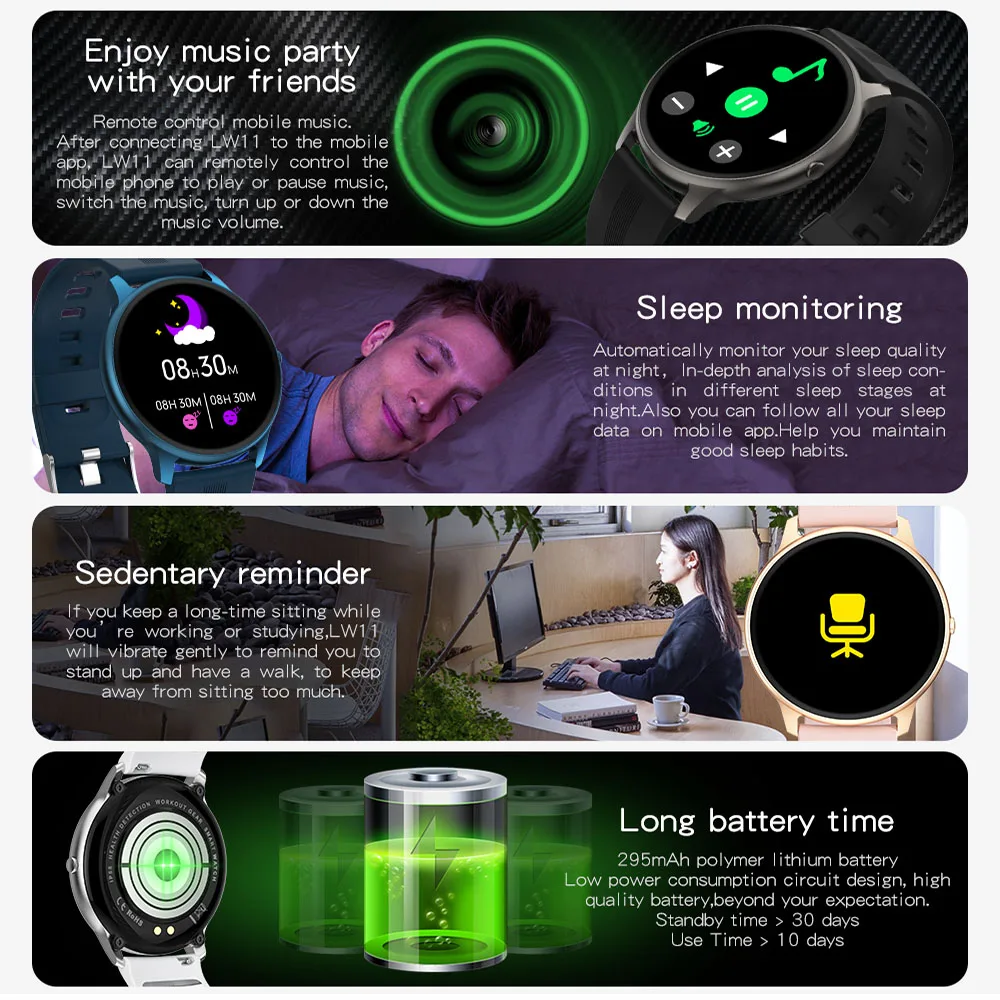 KAIMORUI LW11 Smart Watch uomo donna IP68 impermeabile ossigeno nel sangue frequenza cardiaca monitoraggio del sonno braccialetto Fitness Smartwatch 2022