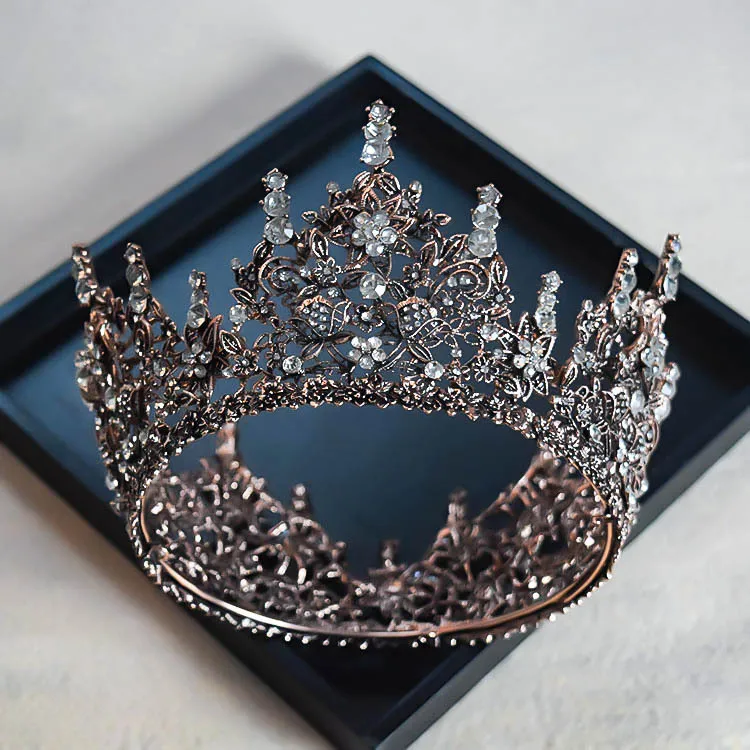 

luxury New European Style Baroque Bridal Crown Crystal Round tiara Wedding hair Accessories