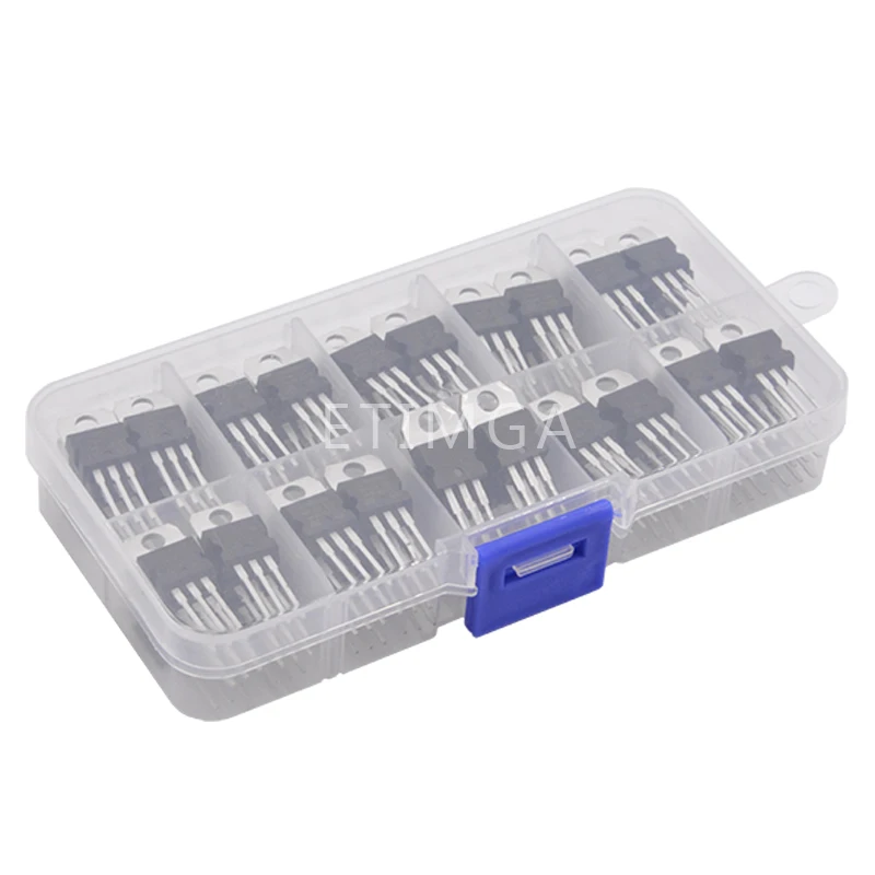 50PCS LM317T L7805 L7806 L7808 L7809 L7810 L7812 L7815 L7818 L7824 Transistor Assortment Kit Voltage Regulator Box Each 5pcs