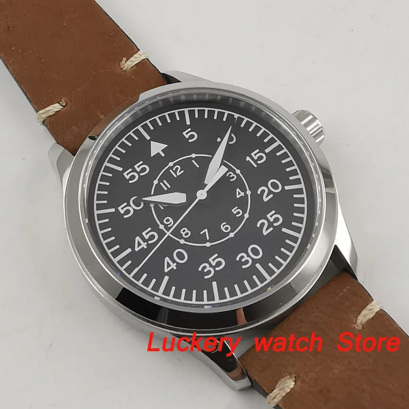 42mm herren uhr schwarz sterile zifferblatt Weiß mark mit leucht display sapphire glas Automatische watch-CA51