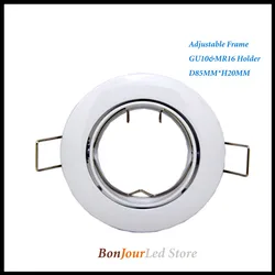 White Round Recessed LED Ceiling Light Adjustable Frame MR16 GU10 Bulb Fixture Downlight Holder