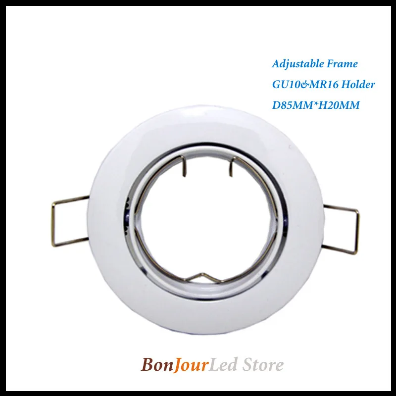 White Round Recessed LED Ceiling Light Adjustable Frame MR16 GU10 Bulb Fixture Downlight Holder