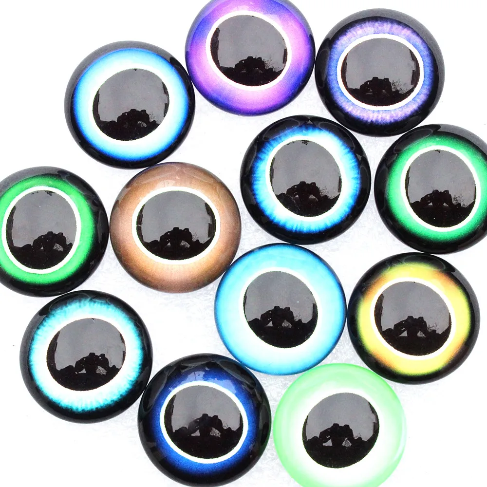 From 8mm to 30mm  Dragon Cats Eyes Round Pattern Glass Cabochon Flatback Photo Base Tray Blank DIY Making Accessories K06250