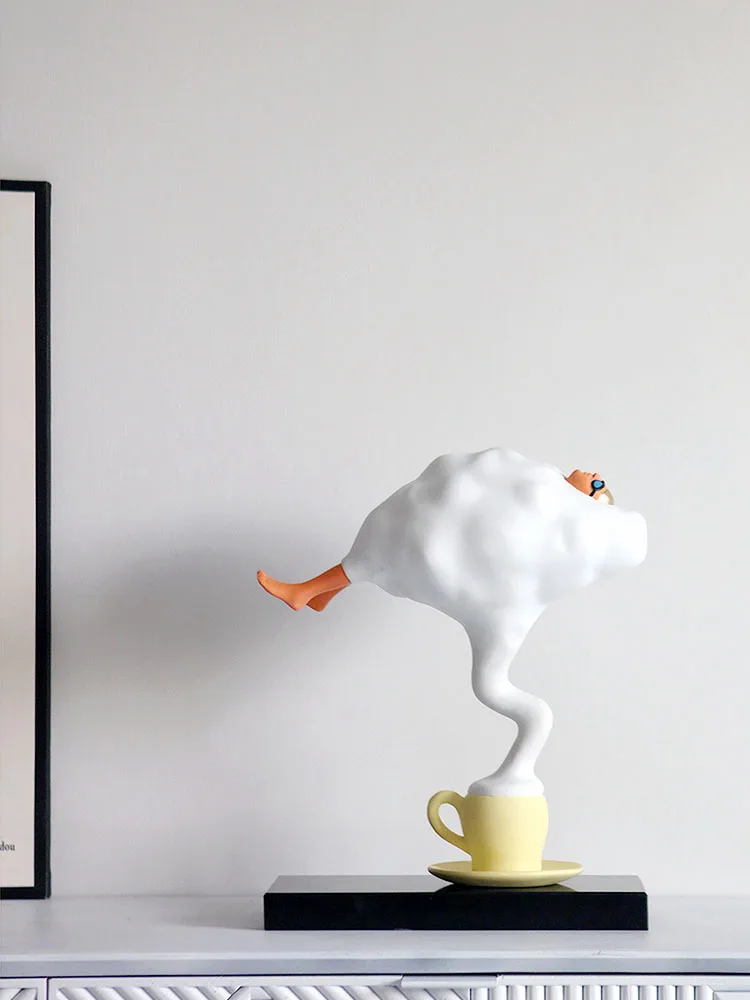 Modern White Cloud Figure Sculpture Model Room Coffee Cup Foam Whimsical Statue Creative Aesthetic Artistic Conception Ornaments