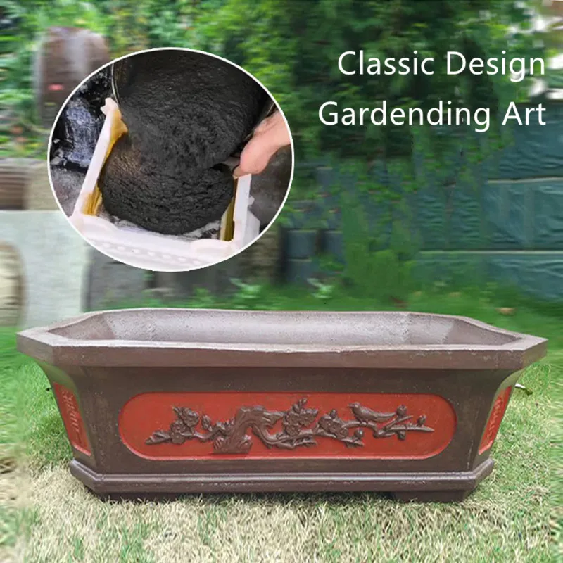 Summer Breeze Big Plastic Concrete Vase Mold, Durable Outdoor Bonsai Planter, DIY Gardening Flower Pot Mould, L 75cm/ 29.5in