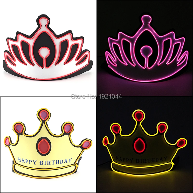 Creative Birthday Gift LED Light up Headwear LED Party Headdress Birthday Party Decoration accessories Queen Crown Headwear