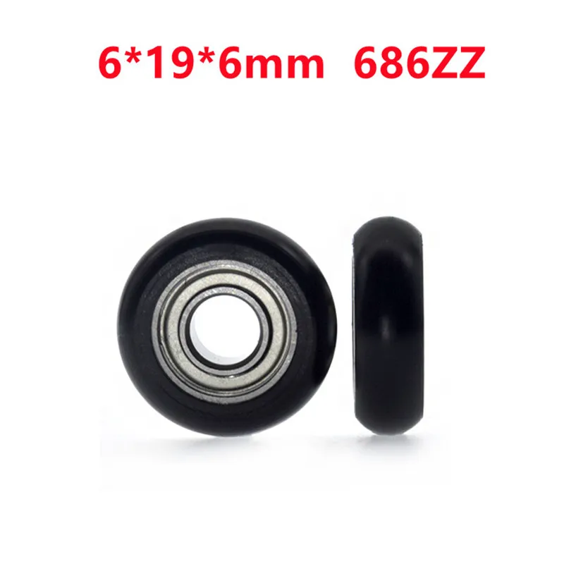 20pcs/100pcs 6*19*6mm 686ZZ Bearing POM Coated Plastic Pulley POM Shell Spherical Radian Radius 3.5mm Door Window Roller