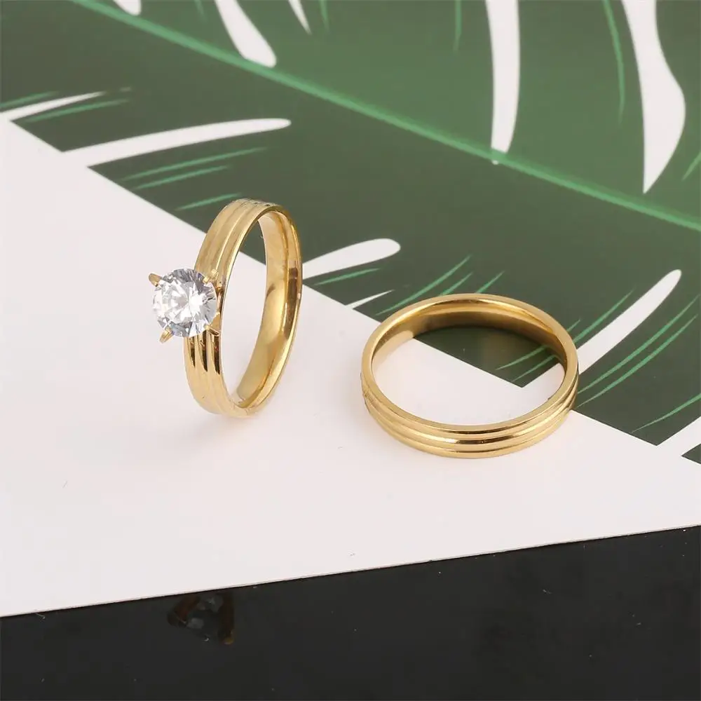 Stainless Steel Rings For Women Circle Fashion Jewelry Wedding Ring Set