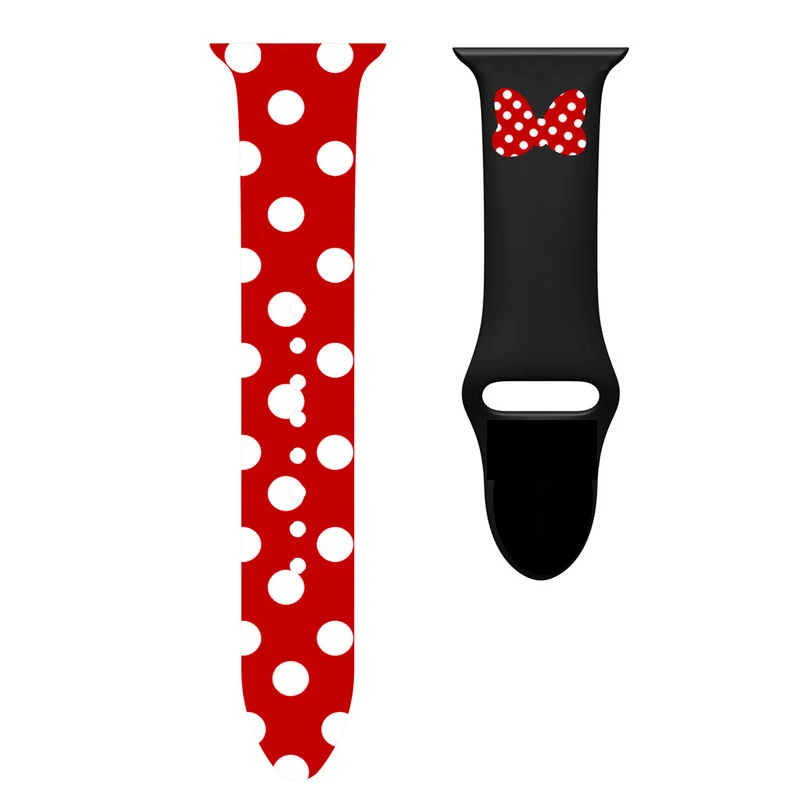 Correa de silicona para Apple Watch Series 6, 5, 4, 3, 2, 1, funda de marco de ratón de dibujos animados para IWatch de 44mm, 40mm, 38mm, 42mm, correa de muñeca de Minnie