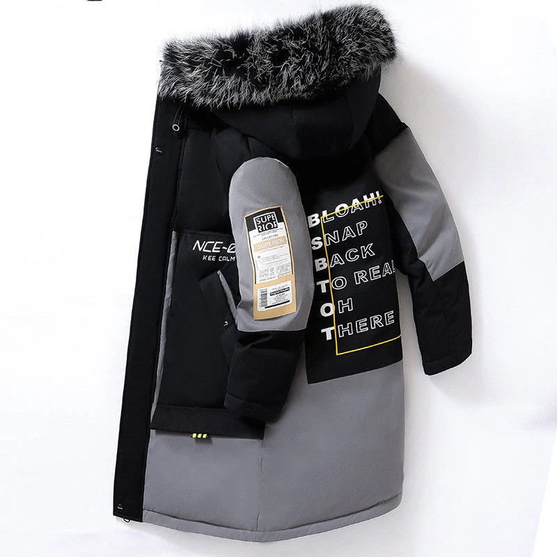 Winter Long Parka Men Thicken Warm -20 Degree Casual Big Pocket Hooded Coat Male Fur Collar Men\'s Mid-length Windbreaker 2021