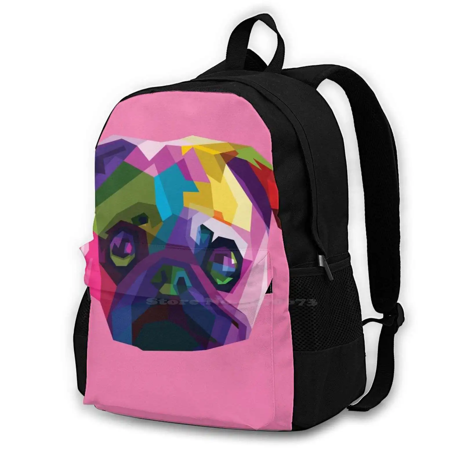 

Pug Pop-Art Breed Dog Pet Animal 227D Print Design Backpack Student Bag Dog Lover Animals Rights Dog Owner Paw Lover Pug Pub