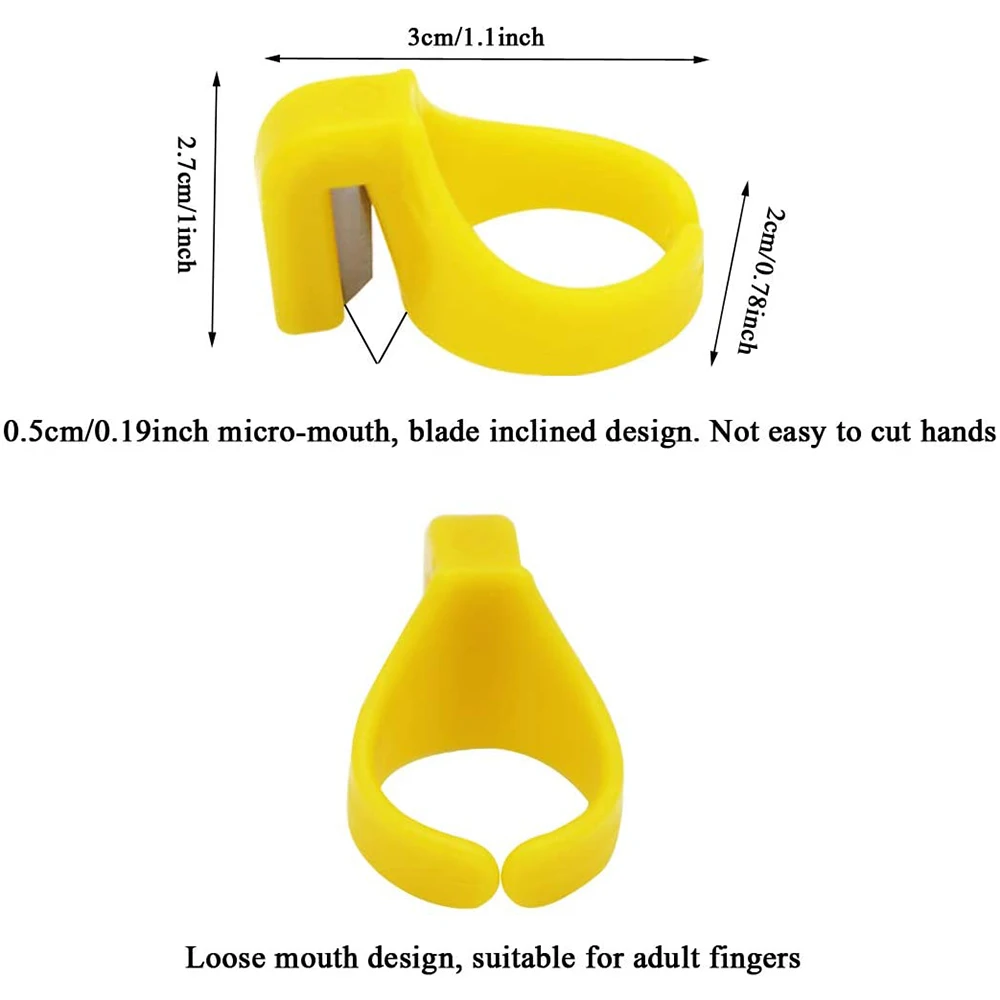 Taglierina per filo da cucito in plastica Anello Coltello da dito Utensili da taglio Ditale per dito con lame Taglierina per filo per trapuntatura