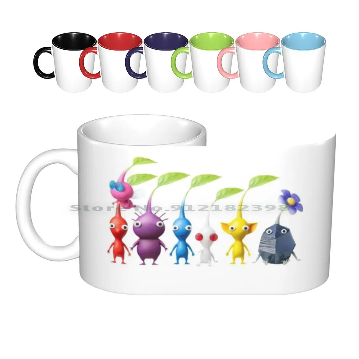 Pikmin Plain Ceramic Mugs Coffee Cups Milk Tea Mug Pikmin Red Blue Yellow Purple White Winged Olimar Creative Trending Vintage