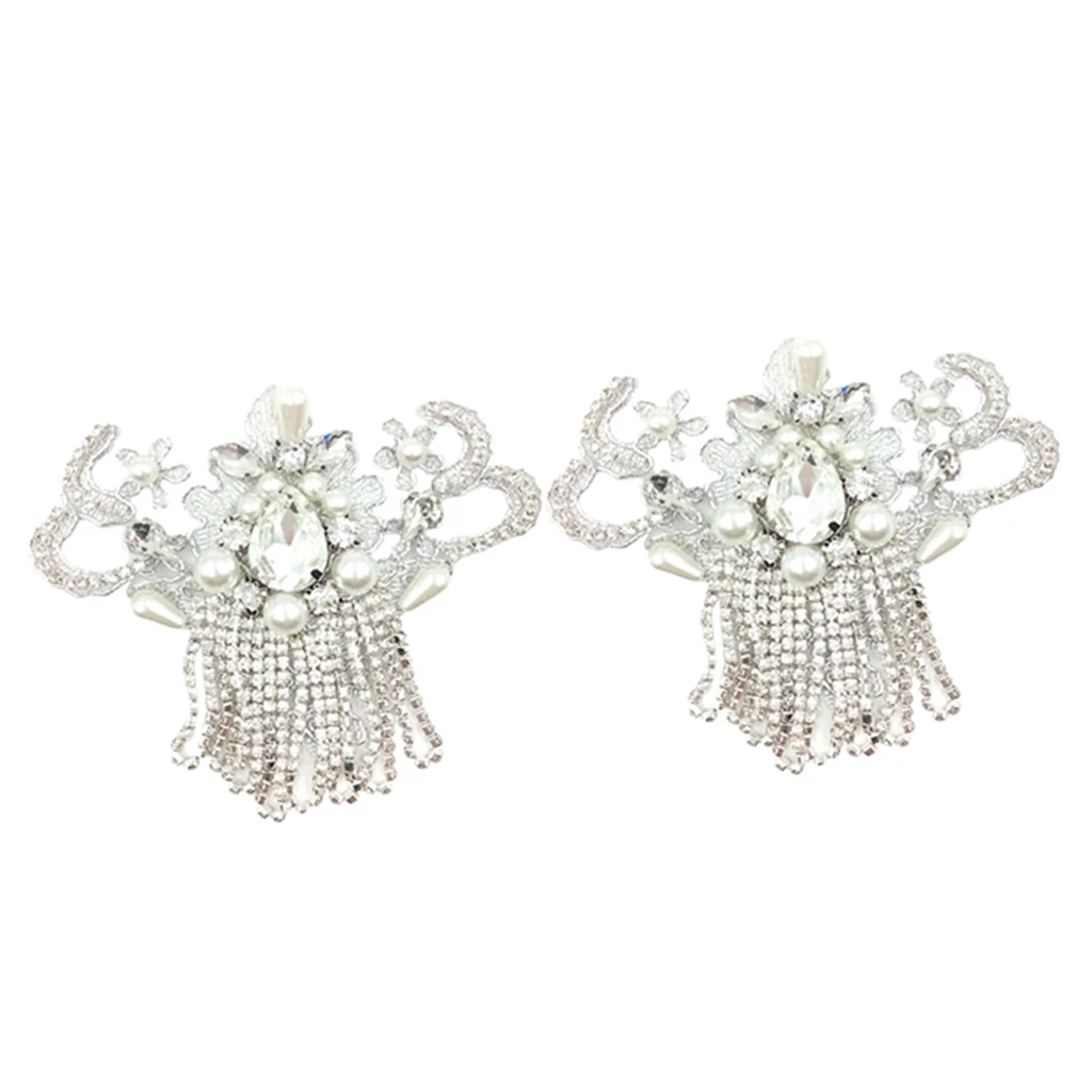 Women Crystal Flower Pearls Shoe Clips Buckles Shoe Decoration Charms 1 Pair crystal pearls shoe charms applique