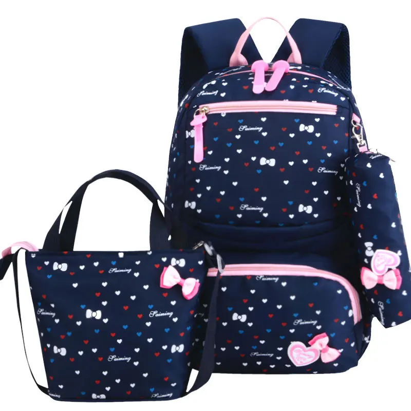 3pcs/set fashion dot print children waterproof school bags for Teenagers girls bow Kids Cute backpacks girl book bag sac mochila