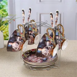 European Luxury Bone China Coffee Set Porcelain Tea Set Cafe Pot Cups Ceramic Mug Sugar Bowl Creamer Milk Teapot Coffeeware