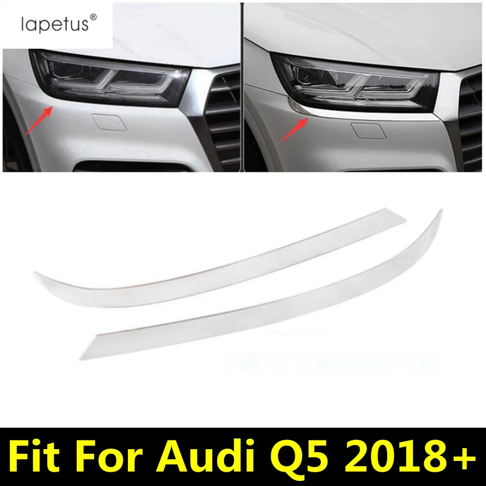 

Front Head Lights Lamps Eyelid Eyebrow Strip Decoration Cover Trim For Audi Q5 2018 - 2023 Stainless Steel Exterior Accessories