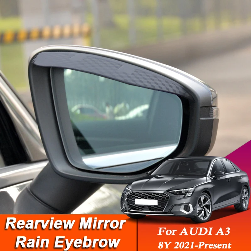

Car-styling For Audi A3 8Y 2021-Present Carbon Fiber Rearview Mirror Eyebrow Rain Shield Anti-rain Cover Sticker Auto Accessory