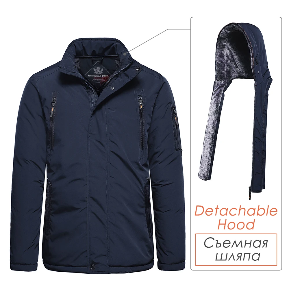 Mannen Winter Nieuwe Lange Casual Dikke Fleece Hood Waterdichte Parka Jas Jas Mannen Uitloper Vintage Zakken Parka Jas 60 Plus size