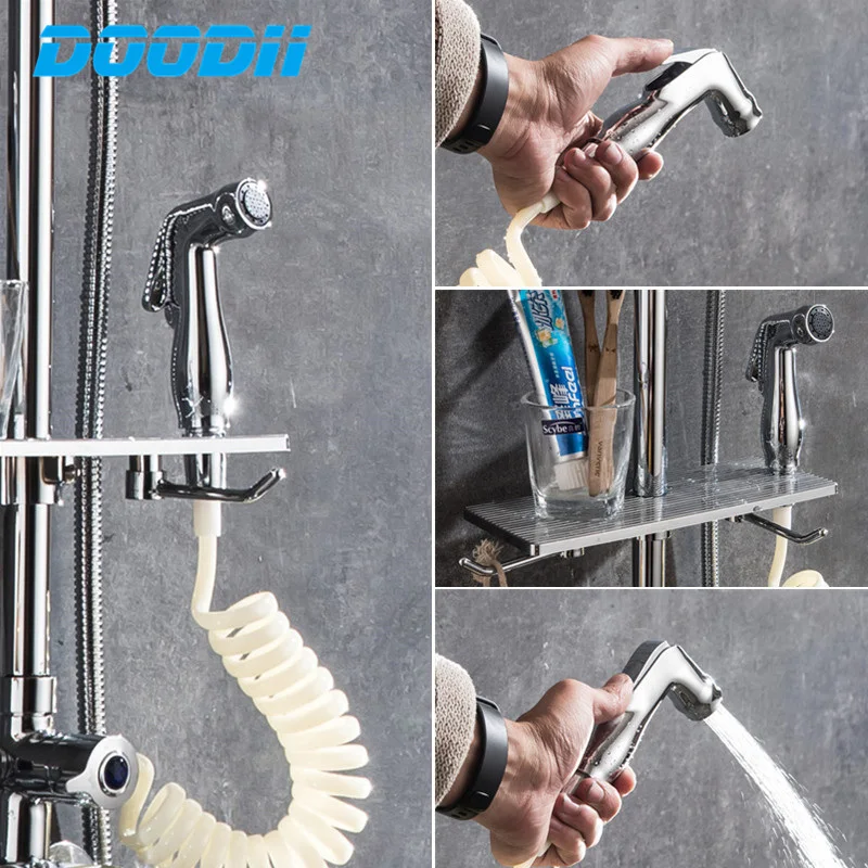 Doodii Shower set rain Shower set Faucet Bathroom Faucet Rotate Tub Spout Wall Mounted Bathtub Shower Mixer Hot and Cold Shower