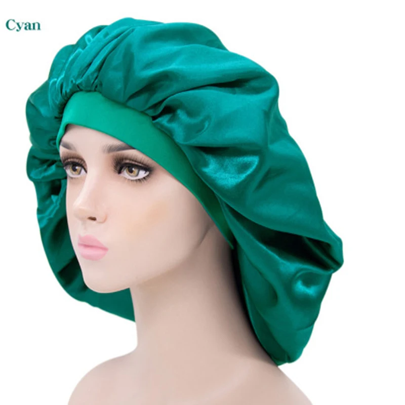 Cappello da notte per donna cappello da notte regola berretto in raso cappellino per lo Styling dei capelli cura dei capelli lunghi 29 stili testa di seta avvolgere cuffia da doccia strumenti per lo Styling dei capelli