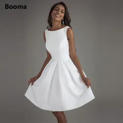 Booma-vestido de novia corto, prenda de satén de alta calidad, color blanco marfil, 2021