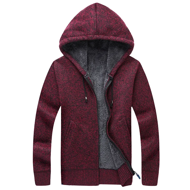 الشتاء الرجال Sweatercoat مقنعين سترة متماسكة معطف الرجال الصوف محبوك سترة جاكيتات عادية الصلبة سترة سترة رجل الملابس