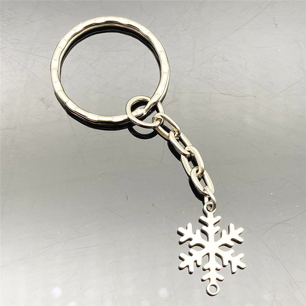 3pcs cute Christmas Snowflakes charm key rings Pendant keychains christmas gift key chain trinket diy jewelry finding