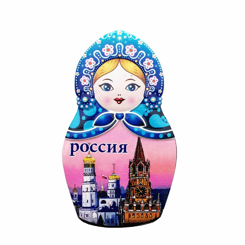 Russia Matryoshka Doll Tourist Souvenir Fridge Magnets Decoration Articles Handicraft Magnetic Refrigerator Collection Gifts