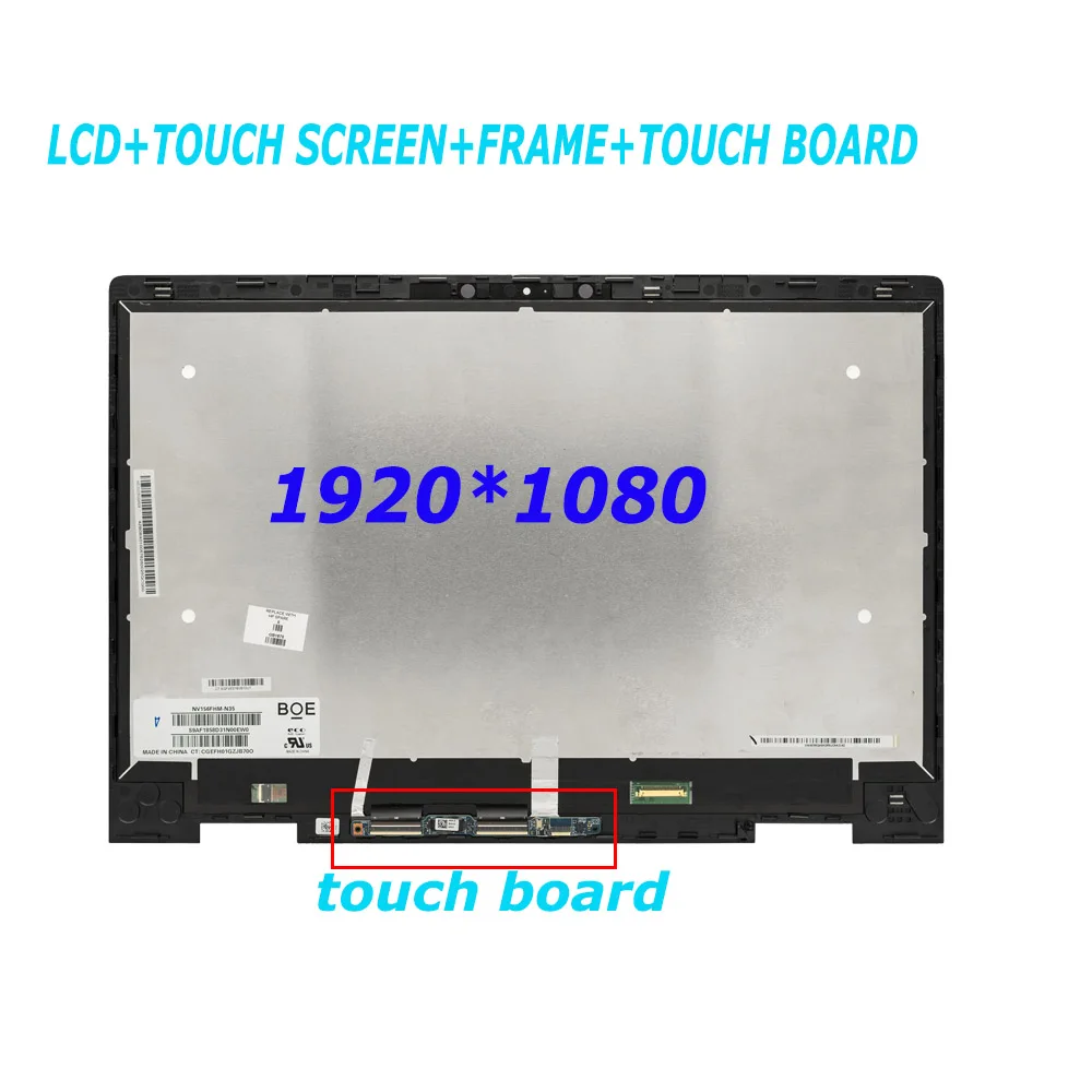 Pantalla LCD de 15,6 pulgadas para impresora HP ENVY x360 15M-BP 15m-bp111dx 15m-bp112dx FHD NV156FHM-N35 15-BP, montaje de digitalizador con pantalla táctil con bisel