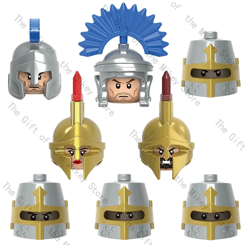 Single Sell Medieval Time Knight Roman Soldier Warrior Helmet Figures Building Blocks Accessories Toys For Kids Gift XH1730-1737