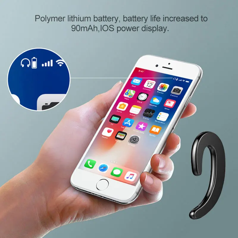 À prova dwireless água sem fio bluetooth 4.2 fones de ouvido condução óssea fone estéreo esportes com microfone