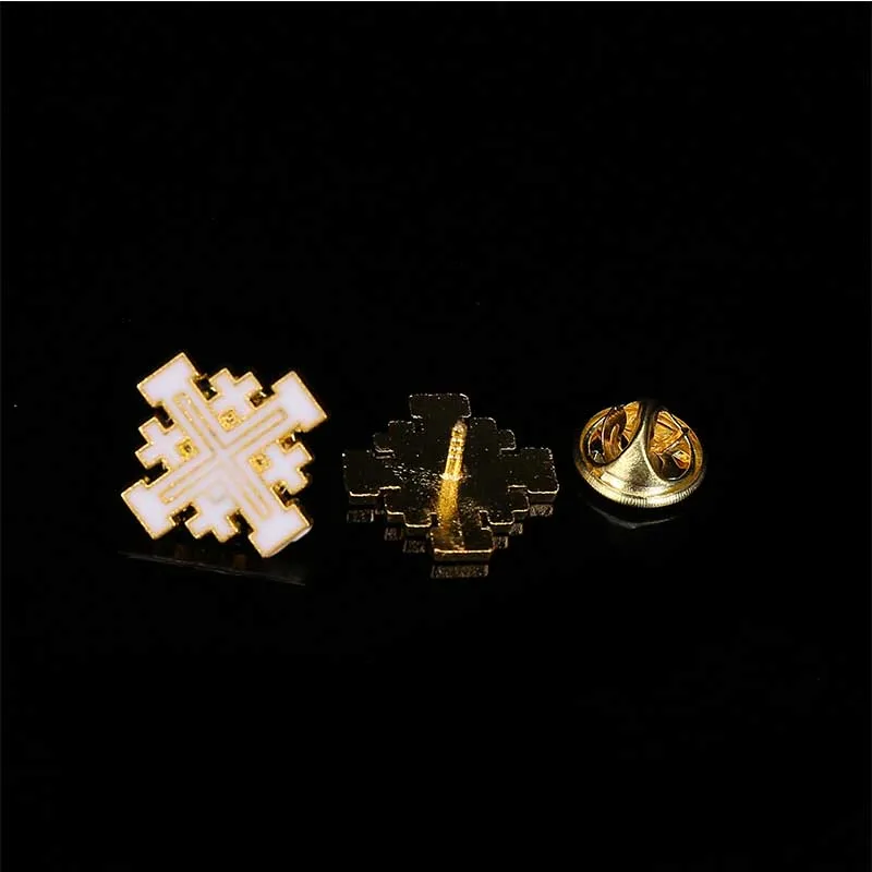 5 pieces / Jerusalem brooch crucifix metal badge of Jesus Christ cross lapel pin retro clothing corsage neck jewelry