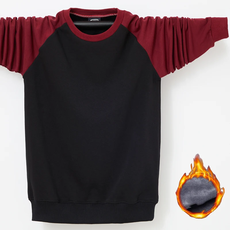Autumn Winter Men Warm Thermal Tshirt Men's Long Sleeve Casual O Neck Velvet Thick Plus Thick T-Shirt Male Tees Plus Size 6XL