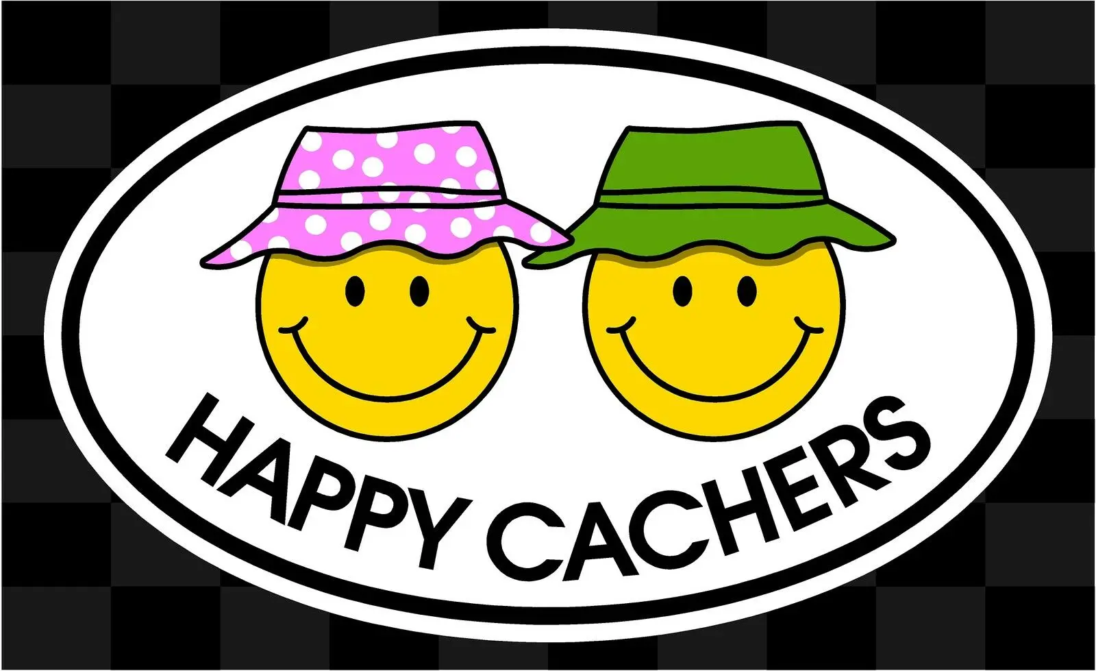 HAPPY CACHERS- Geocaching Vinyl Oval Decal - Oval Car Sticker Helmet Decal High Quality KK Vinyl Cover Scratches Waterproof PVC