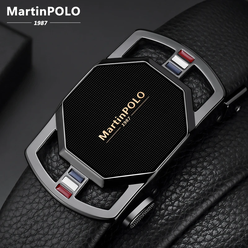 

MartinPOLO Genuine Leather Belt Men Cowskin Strap Luxury Belts For Male Alloy Automatic Buckle Fashion Belt Width 3.5cm