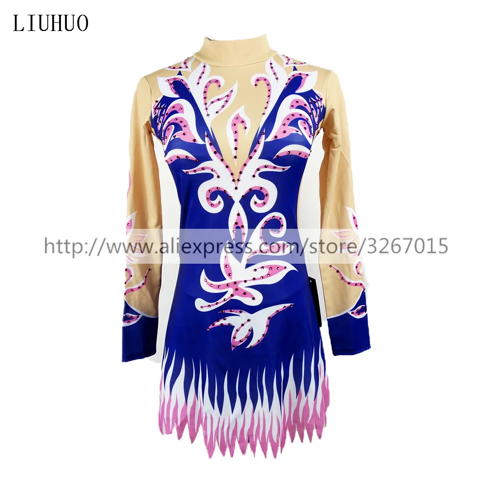 LIUHUO Rhythmic Gymnastics Leotard Customize Adult Women Girl Costume Performance Competition Dance Dress Aerobics Purple Teens