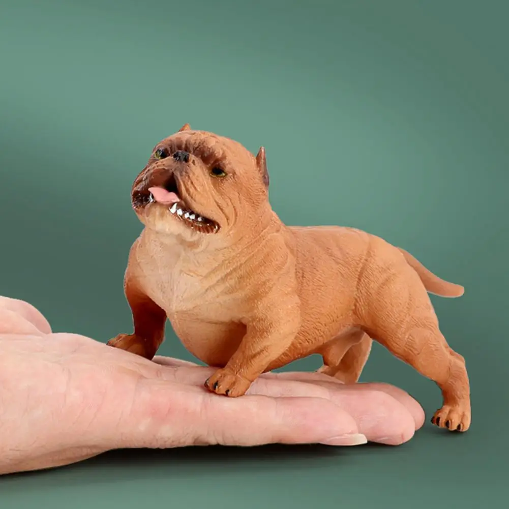 Mini Cute Puppy Figurines Wildlife Animals American Bully Pitbull-Dog Action Figure Toys for Hobby Collection Home Decoration