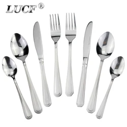 LUCF Original Tradition Style Stainless Steel Western Cutlery Set Mirror Polish Metal Dinnerware Utensil for Kitchen Restaurant